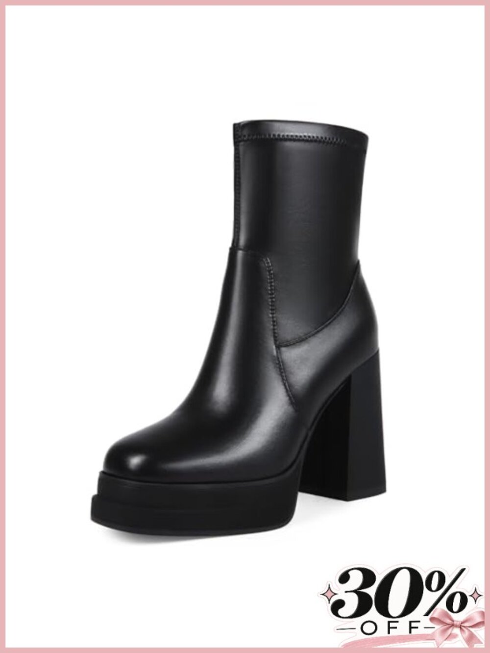 Wetviro Women's Platform Ankle Booties Chunky Block Heel Faux Leather